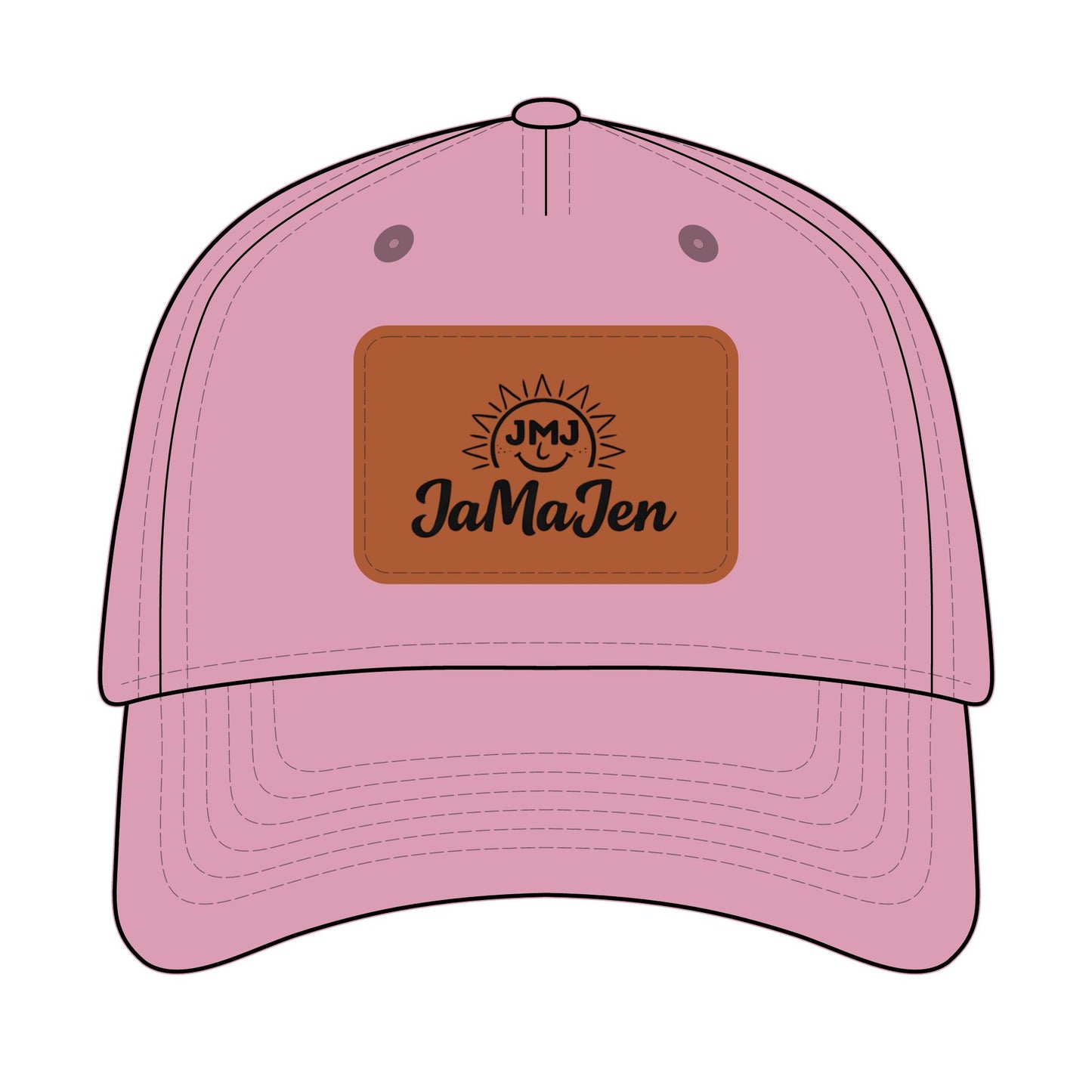 Mid Profile Baseball Cap with Leather Patch (Rectangle)