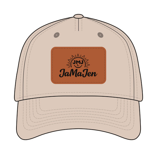 Mid Profile Baseball Cap with Leather Patch (Rectangle)