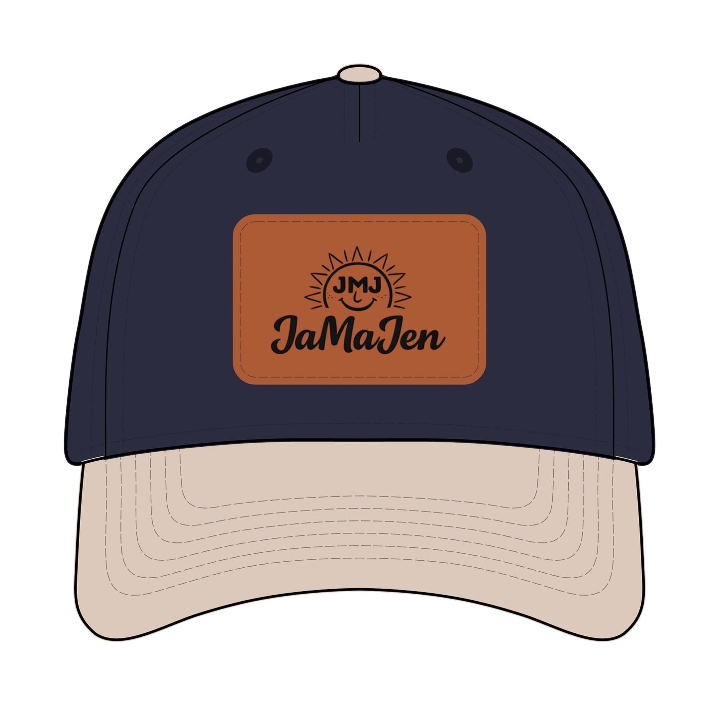 Mid Profile Baseball Cap with Leather Patch (Rectangle)