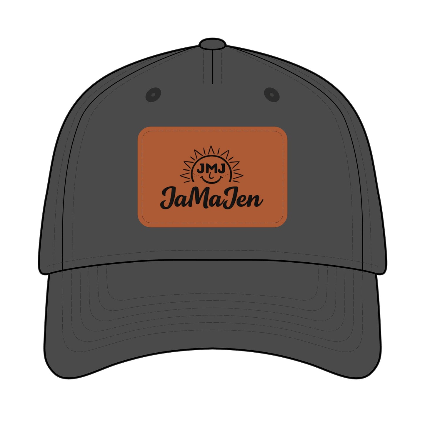 Mid Profile Baseball Cap with Leather Patch (Rectangle)