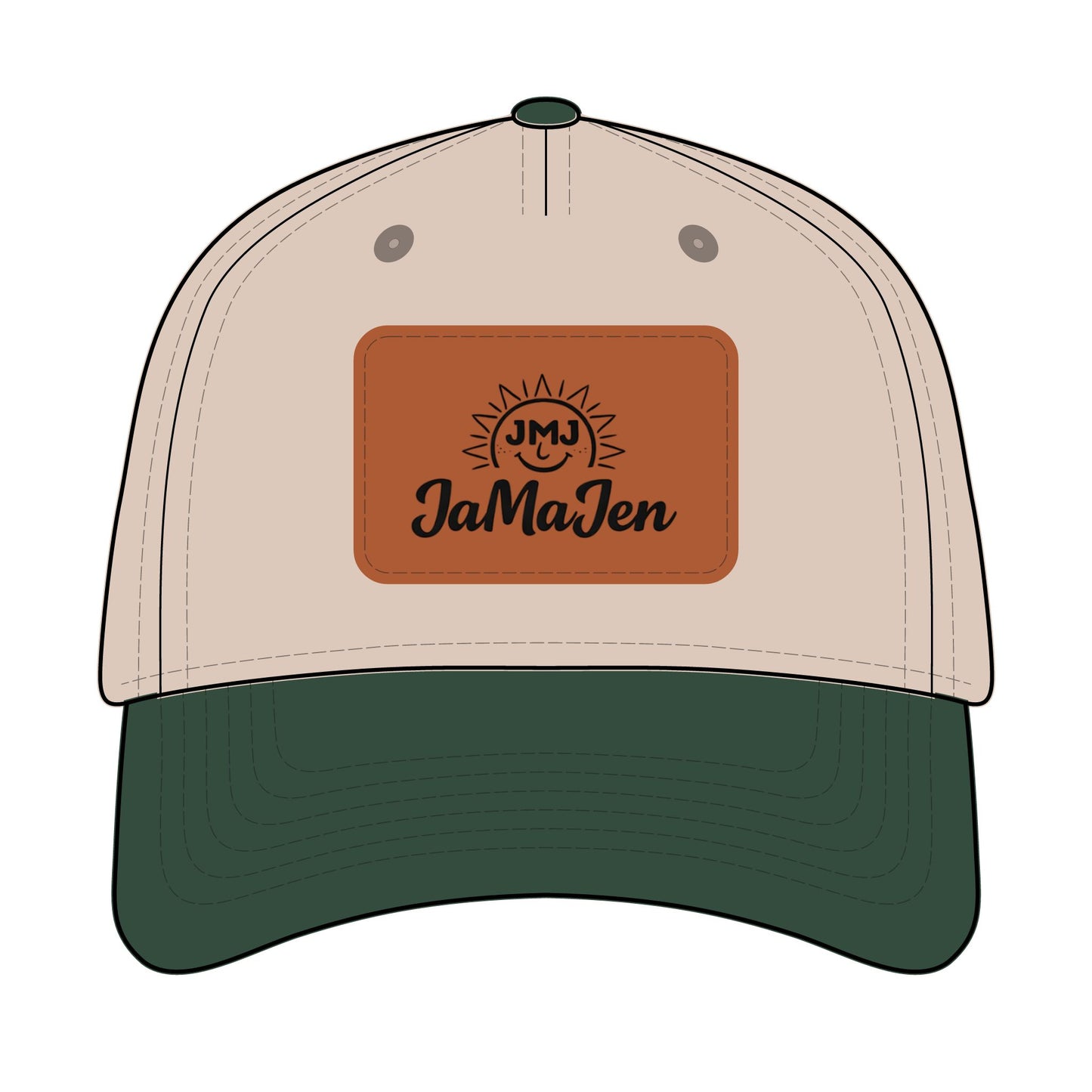 Mid Profile Baseball Cap with Leather Patch (Rectangle)